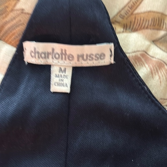 CHARLOTTE RUSSE halter dress, dark blue white polka dots, sz M, lined, keyhole - Picture 7 of 9